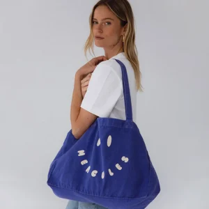 Mercules Tote Bags | Canvas Tote Smiley Azul