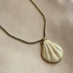 Mercules Bisuteria | Collar Concha Blanca Y Cordon Negro