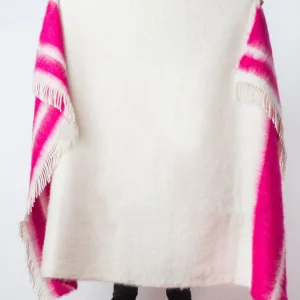 Mercules Mantas | Manta De Mohair Blanco Y Fucsia